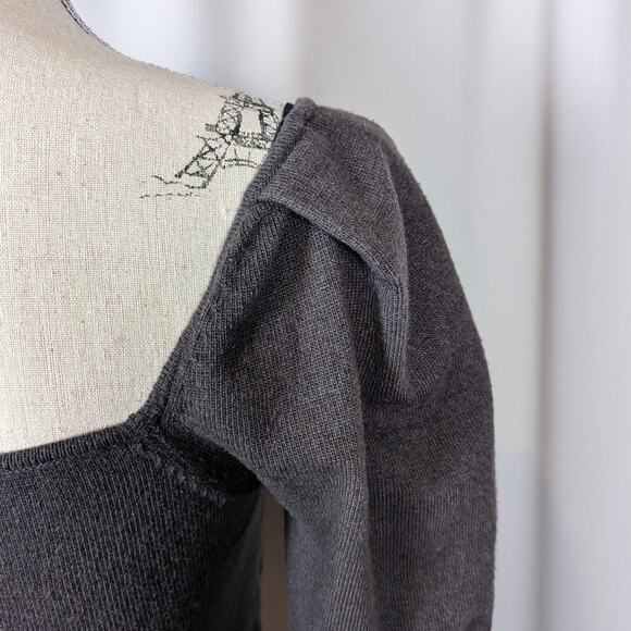 LPA Puff Sleeve Knotted Cropped Sweater Gray Size Small - Picture 13 of 16